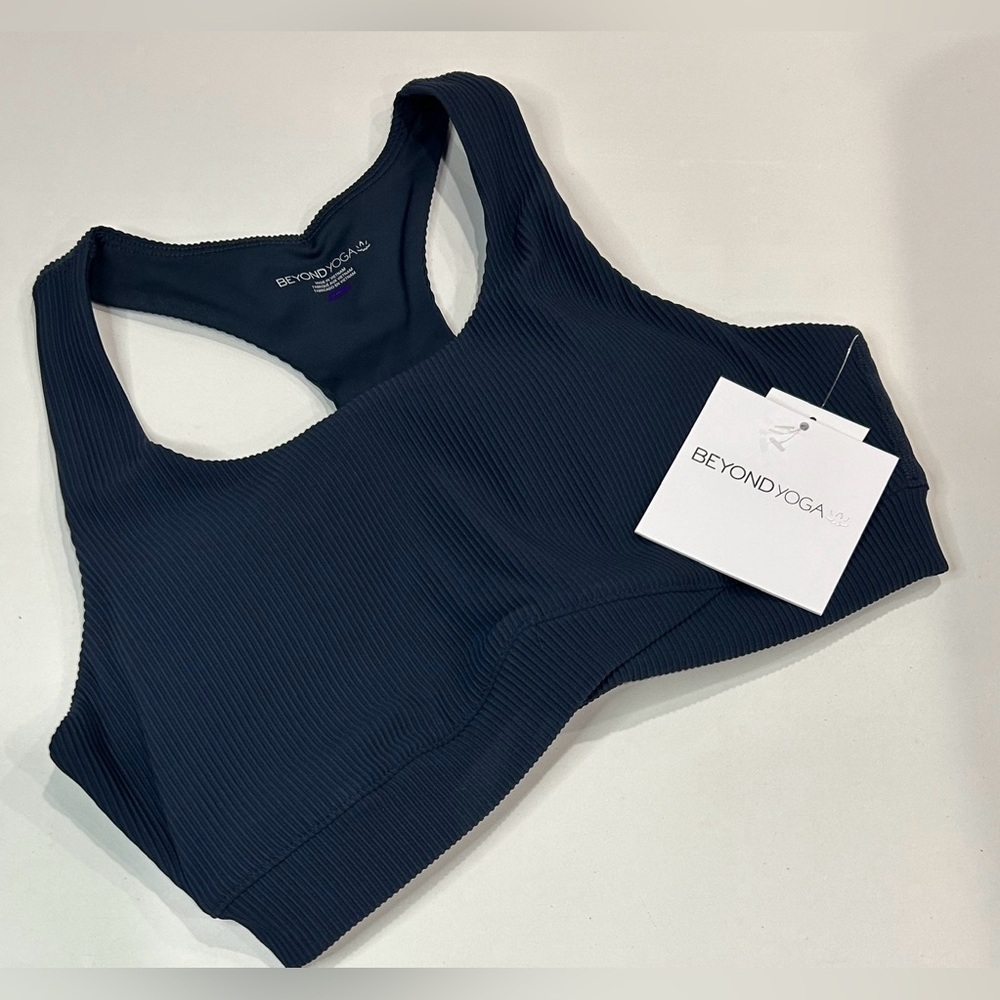 Beyond Yoga Women's Small Impulse Ribbed Bra Noctural Navy Blue NWT Racerback